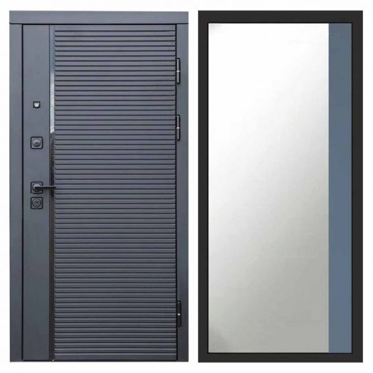 Входная дверь Termo-door Black Line - Широкое Зеркало Фацет Грей софт