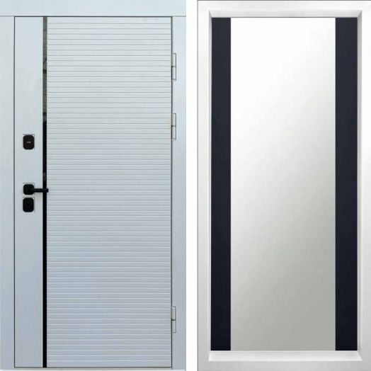 Входная дверь Termo-door WHITE LINE - Зеркало Черный кварц+тонировка