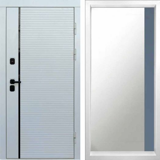 Входная дверь Termo-door WHITE LINE - Широкое Зеркало Фацет Грей софт