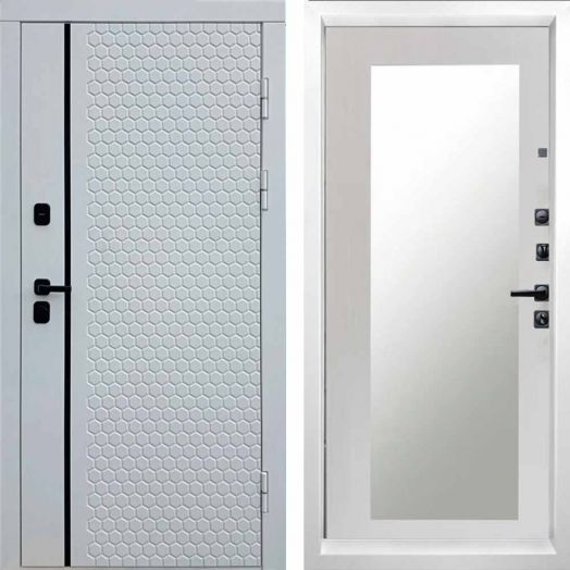 Входная дверь Termo-door Simple White - Зеркало триумф Лиственница