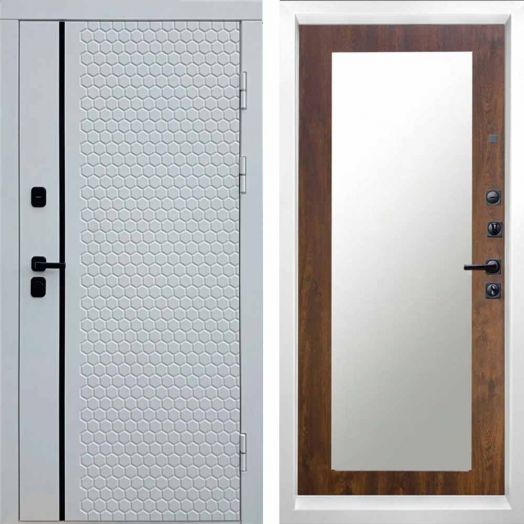 Входная дверь Termo-door Simple White - Зеркало триумф Дуб