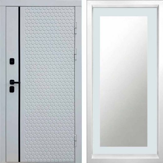 Входная дверь Termo-door Simple White - Зеркало триумф Белый софт