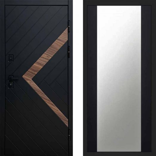 Входная дверь Termo-door Плэй - Зеркало Черный кварц+тонировка