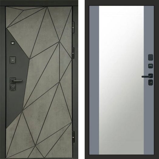 Входная дверь Termo-door Геометрия Бетон - Зеркало Грей софт