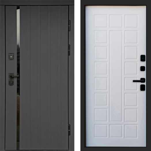 Входная дверь Termo-door Роял Графит - Престиж Белое дерево