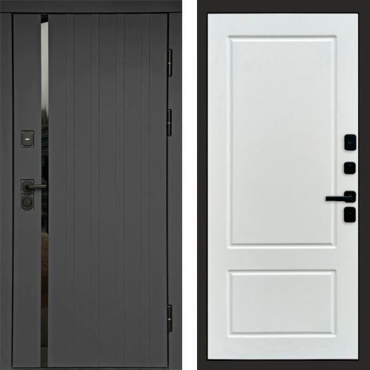 Входная дверь Termo-door Роял Графит - Марсель Белый софт