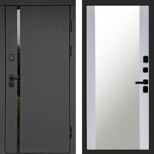 Входная дверь Termo-door Роял Графит - Зеркало Белый софт