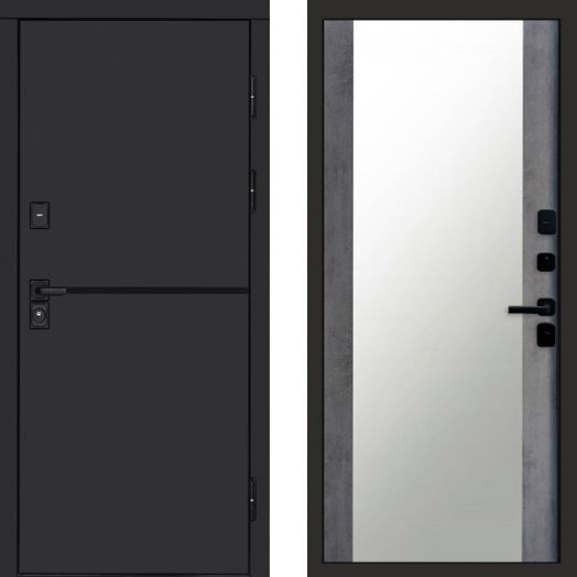 Входная дверь Termo-door Тренд Black - Зеркало Бетон темный