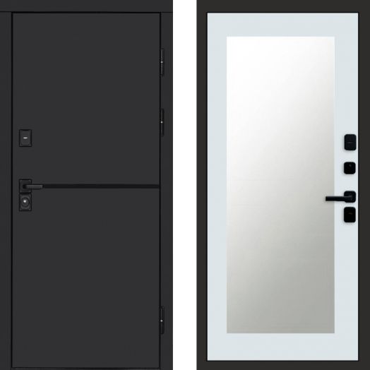Входная дверь Termo-door Тренд Black - Зеркало триумф Белый софт