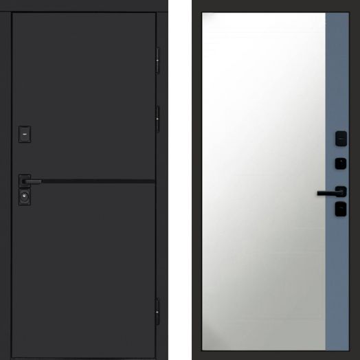 Входная дверь Termo-door Тренд Black - Широкое Зеркало Фацет Грей софт
