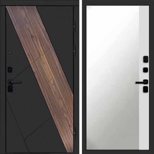 Входная дверь Termo-door Нова - Широкое Зеркало Фацет Белый софт