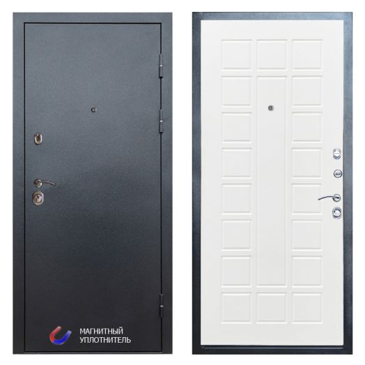 Входная дверь Termo-door Техно Графит - Престиж Белое дерево