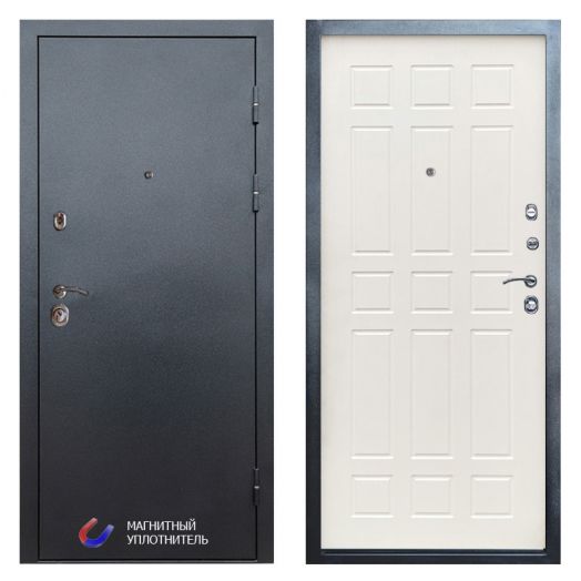 Входная дверь Termo-door Техно Графит - Спарта Белое дерево