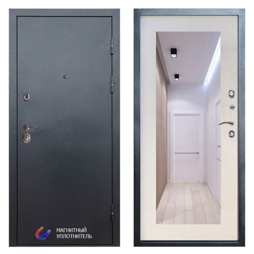 Входная дверь Termo-door Техно Графит - Зеркало триумф Лиственница