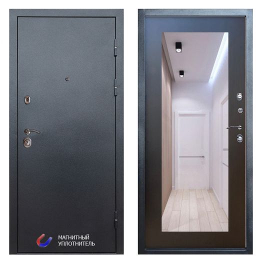 Входная дверь Termo-door Техно Графит - Зеркало триумф Венге