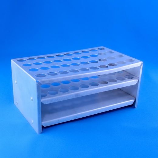 Штатив Ш-40/18 для пробирок диам., 18 мм, 40 гнезд, алюминий, с доп., полкой