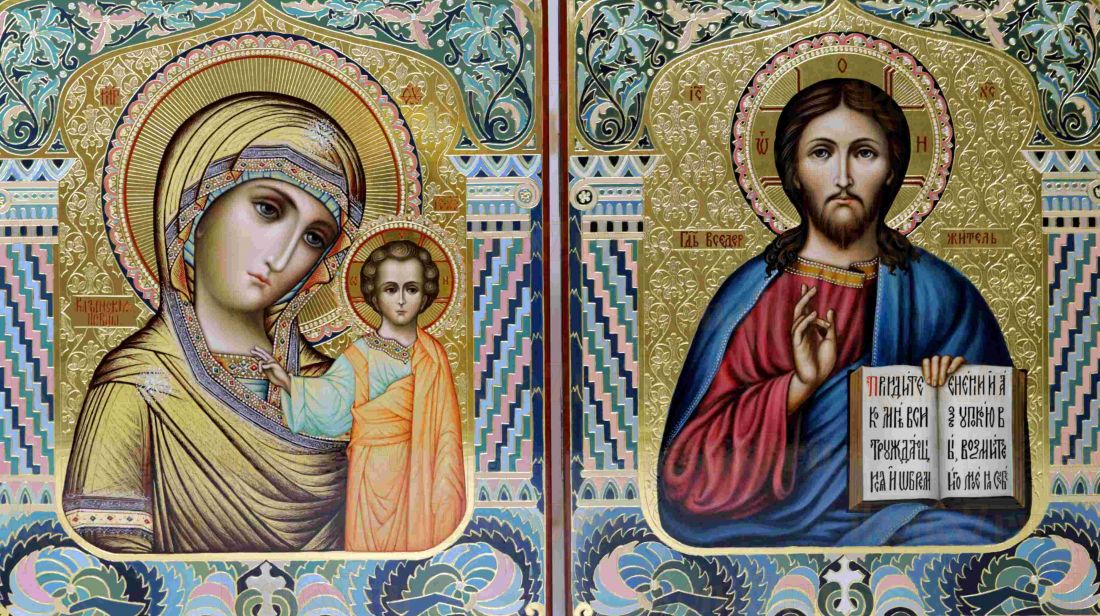 Венчальная пара: Казанская икона Божией Матери и Господь Вседержитель (UV-печать)(10401)