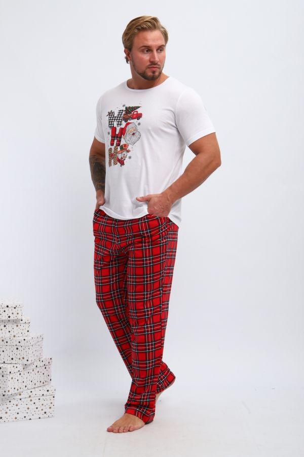 Пижама мужская П218 Новый Год [красный,белый]