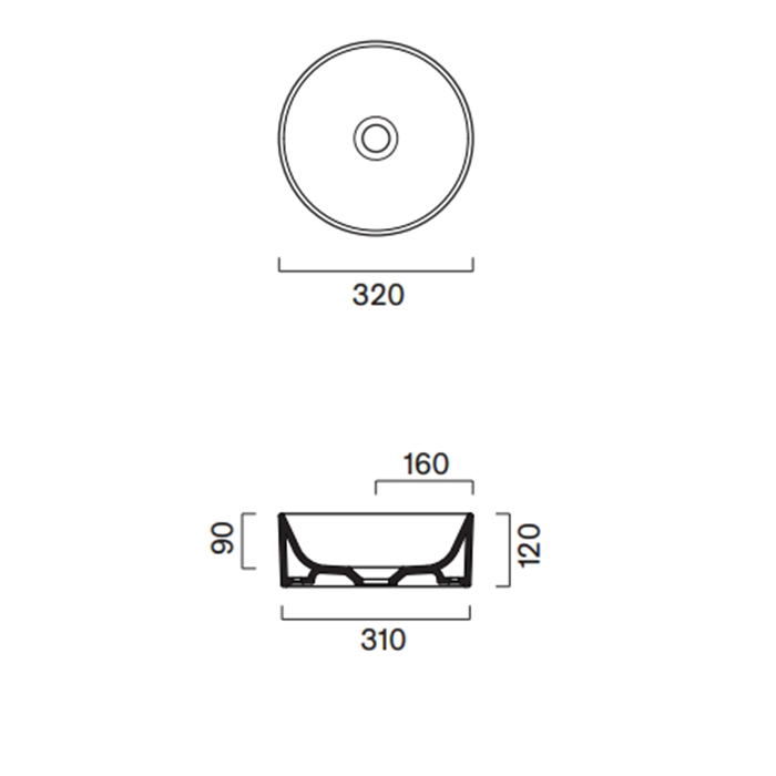 Раковина Catalano Zero 122320032 32 см накладная без отверстий цвет Tortora Satinato ФОТО