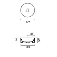 Раковина Catalano Zero 122320032 32 см накладная без отверстий цвет Tortora Satinato схема 2