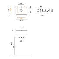 Раковина Catalano Premium 220421001 40x32 см с 1 отверстием цвет белый глянцевый схема 2