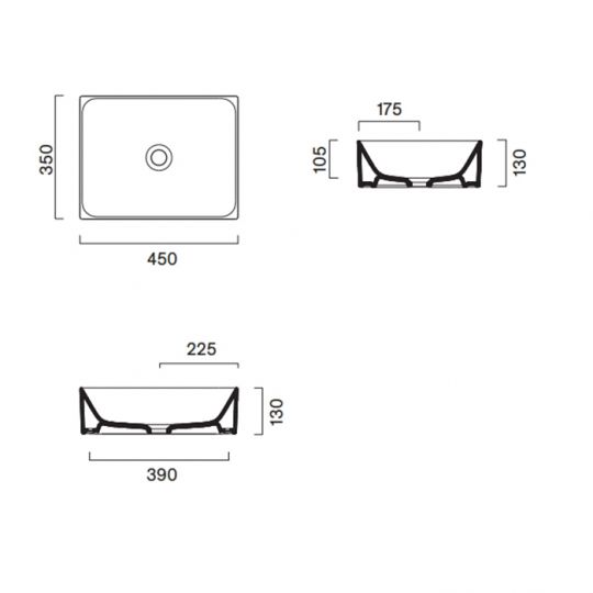 Раковина Catalano Premium 222450022 45x35 см накладная без отверстий цвет черный матовый схема 2 Раковина Catalano Premium 222450022 45x35 см накладная без отверстий цвет черный матовый схема 2