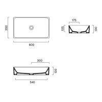 Раковина Catalano Premium 222600022 60x35 см накладная без отверстий цвет черный матовый схема 2