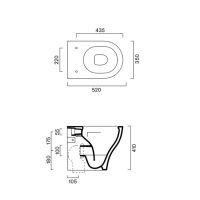 Унитаз напольный Catalano Sfera 512420001 52х35 безободковый смыв Tornado покрытие Cataglaze+ цвет: белый глянцевый схема 2 Унитаз напольный Catalano Sfera 512420001 52х35 безободковый смыв Tornado покрытие Cataglaze+ цвет: белый глянцевый схема 2