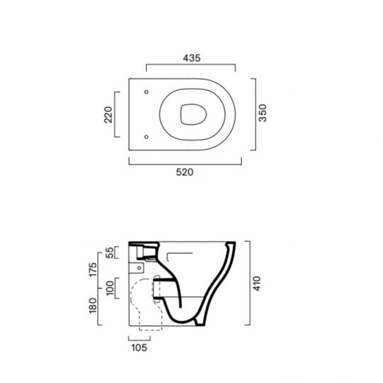 Унитаз напольный Catalano Sfera 512420001 52х35 безободковый смыв Tornado покрытие Cataglaze+ цвет: белый глянцевый схема 2 Унитаз напольный Catalano Sfera 512420001 52х35 безободковый смыв Tornado покрытие Cataglaze+ цвет: белый глянцевый схема 2