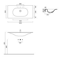 Раковина Catalano Sfera 521010021 100x50 см без отверстий цвет белый матовый схема 2