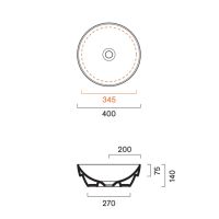 Раковина Catalano Sfera 524400022 40 см встраиваемая без отверстий цвет черный матовый схема 2 Раковина Catalano Sfera 524400022 40 см встраиваемая без отверстий цвет черный матовый схема 2