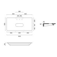 Столешница керамическая Catalano 831000001 100x50см с отверстием  цвет: белый глянцевый схема 2