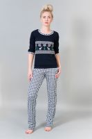 Женский домашний костюм с брюками 21 [бело-синий]