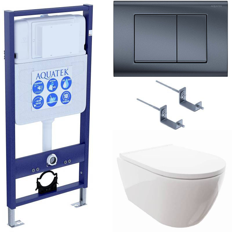 Комплект инсталляции с  подвесным унитазом и клавишей Aquatek SET AQUATEK ПОЛАРИС-033 4в1