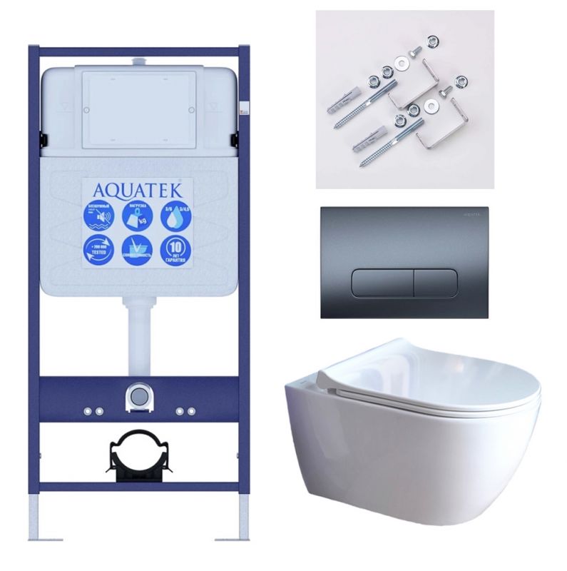 Комплект инсталляции с  подвесным унитазом и клавишей Aquatek SET AQUATEK ПОЛАРИС-01-034 4в1