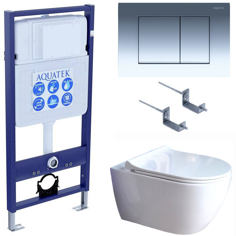 Комплект инсталляции с  подвесным унитазом и клавишей Aquatek SET AQUATEK ПОЛАРИС-01-010 4в1