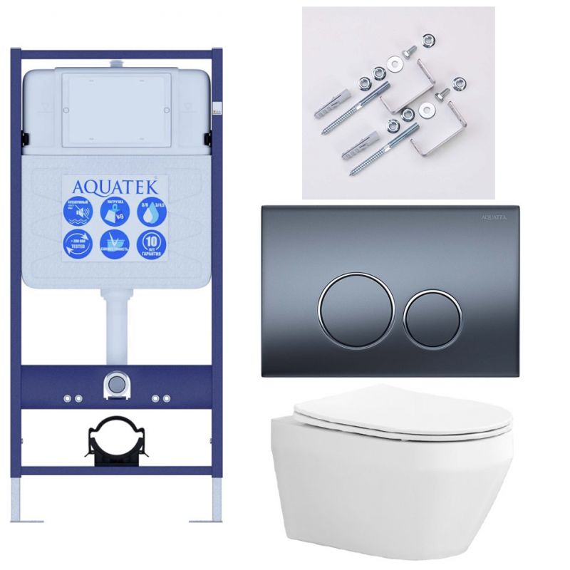 Комплект инсталляции с  подвесным унитазом и клавишей Aquatek SET AQUATEK ЛЕЯ Т-035 4в1