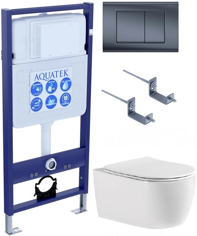 Комплект инсталляции с  подвесным унитазом и клавишей Aquatek Set AQUATEK ЕВРОПА T-033 4в1