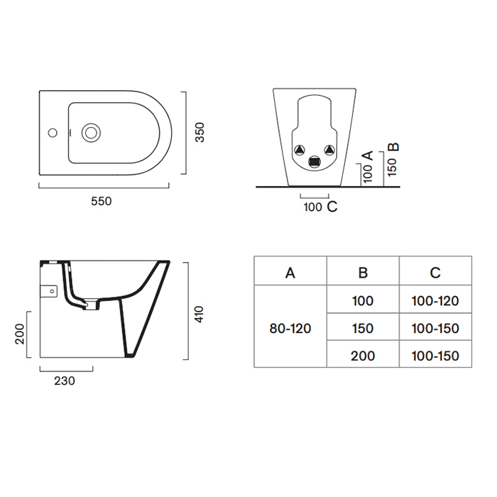 Биде напольное Catalano ZERO 55x35 см без крепежа ФОТО