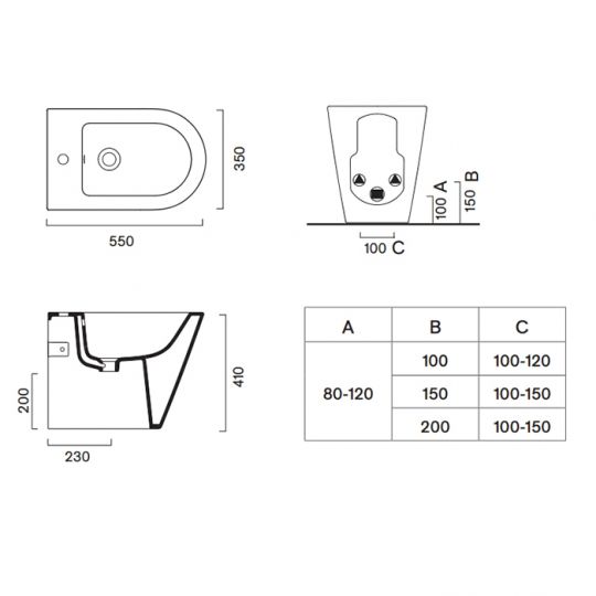 Биде напольное Catalano ZERO 55x35 см без крепежа схема 6 Биде напольное Catalano ZERO 55x35 см без крепежа схема 6