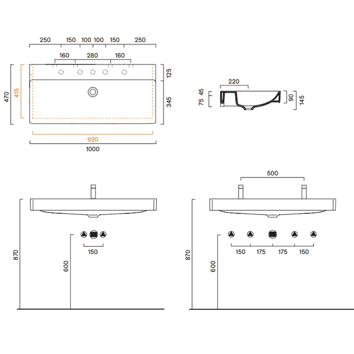 Раковина Catalano GREEN 421001001 100x47 см  покрытие Cataglaze+ цвет белый глянцевый ФОТО