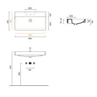 Раковина Catalano GREEN 420800001 80x47 см покрытие Cataglaze+ цвет белый глянцевый схема 3