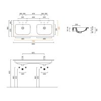 Раковина двойная Catalano Italy 721270001 125x50 см цвет белый глянцевый схема 3