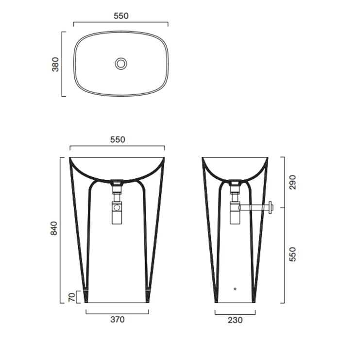 Раковина напольная Catalano GREEN 428551001 55x38х85 см слив в стену цвет белый глянцевый 428551001 ФОТО