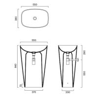 Раковина напольная Catalano GREEN 428551001 55x38х85 см слив в стену цвет белый глянцевый 428551001 схема 2