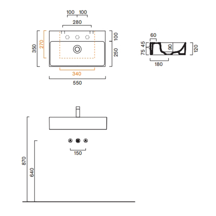 Раковина подвесная Catalano PREMIUM 220550001 55x35 см покрытие Cataglaze+ ФОТО