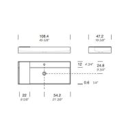 Раковина накладная NOORTH Milldue edition MAN 108 108,4х47,2х12 см из CRISTALPLANT с 1 отв для смесителя, цвет белый матовый схема 2