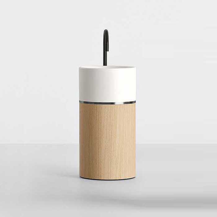 Изображение Раковина напольная NOORTH Milldue edition ROMA I 53х53x88 см слив в пол, корпус Mezza Fiamma, вставка Platino, раковина Bianco opaco