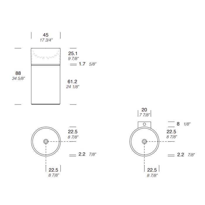 Раковина напольная NOORTH Milldue edition ROMA I 53х53x88 см слив в пол, корпус Noce Canaletto, вставка Oro, раковина Nero opaco ФОТО