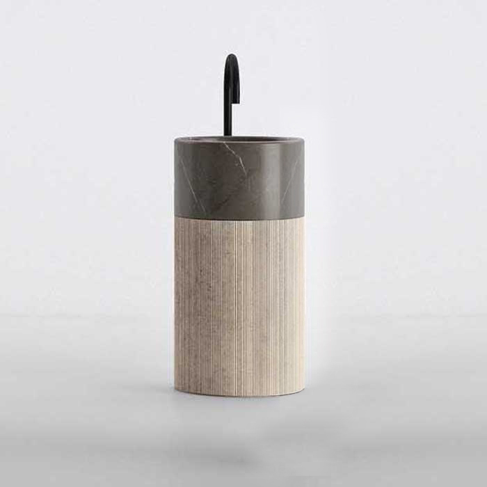 Изображение Раковина напольная NOORTH Milldue edition ROMA II 45х45x88 см корпус фрезерованный Moka Cream, раковина Grafite